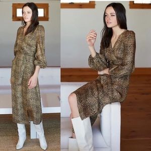 Emerson Fry Juliette dress midi in little cheetah print